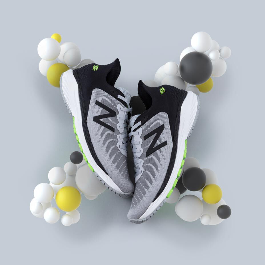 Black, grey and green Fresh Foam 860v11 on bubble X