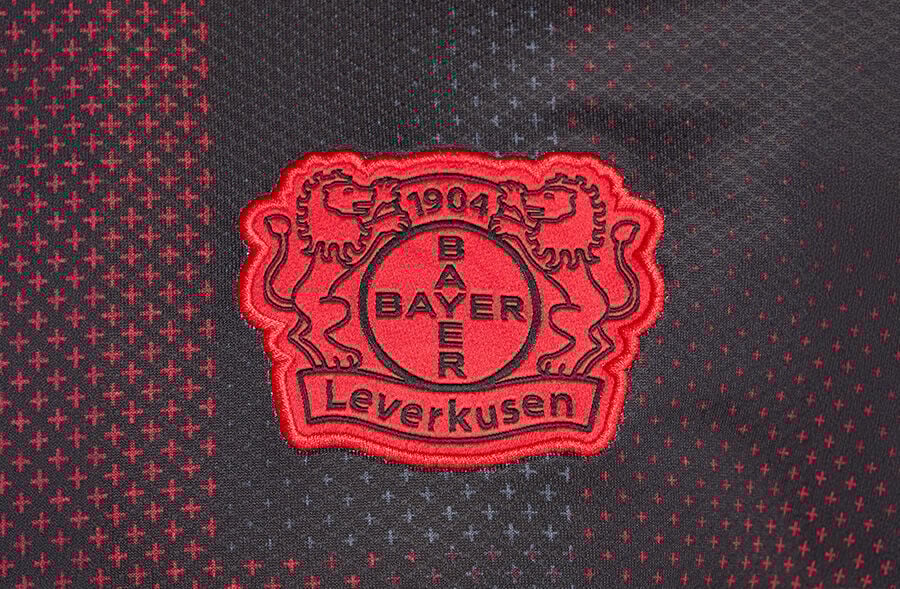 View of Bayer 04 Leverkusen logo.