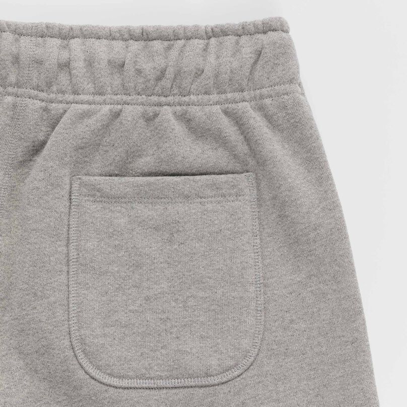 Close up showing the back pocket and material of the MADE in USA short.