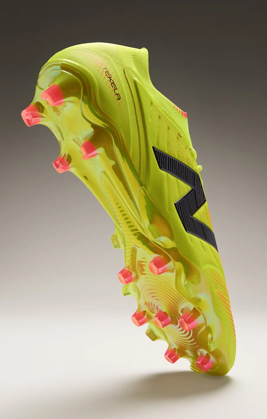 Picture of yellow cleat with firm ground bottom.