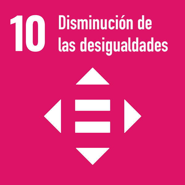 #10 disminución de las desigualdades con icono en color rosa