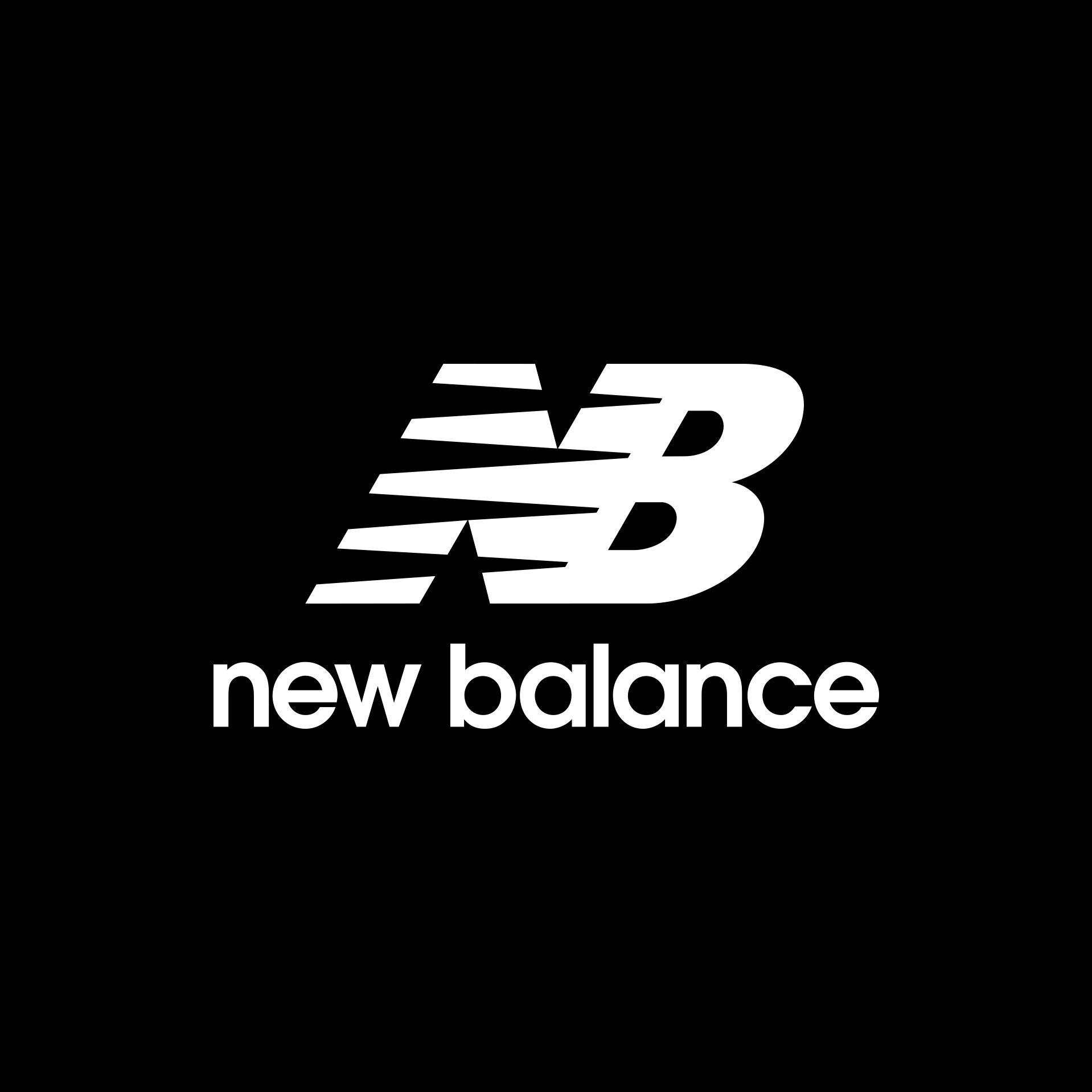 White New Balance logo on a black background