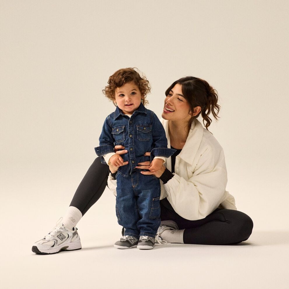 Mother and child wearing NB shoes