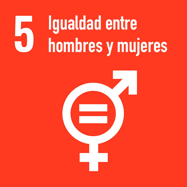 #5 igualdad de género con icono de color naranja