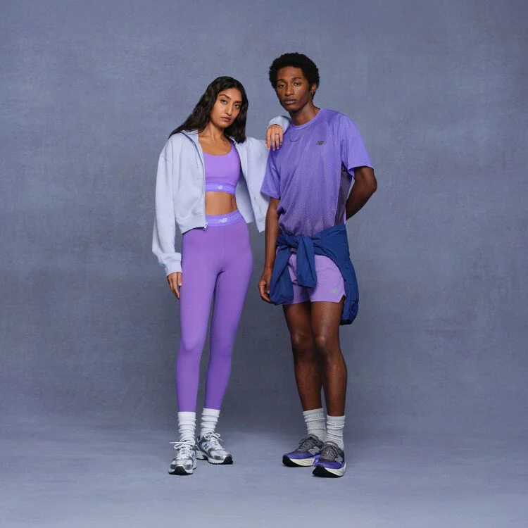Head to toe outfits in vibrant violet tones.
