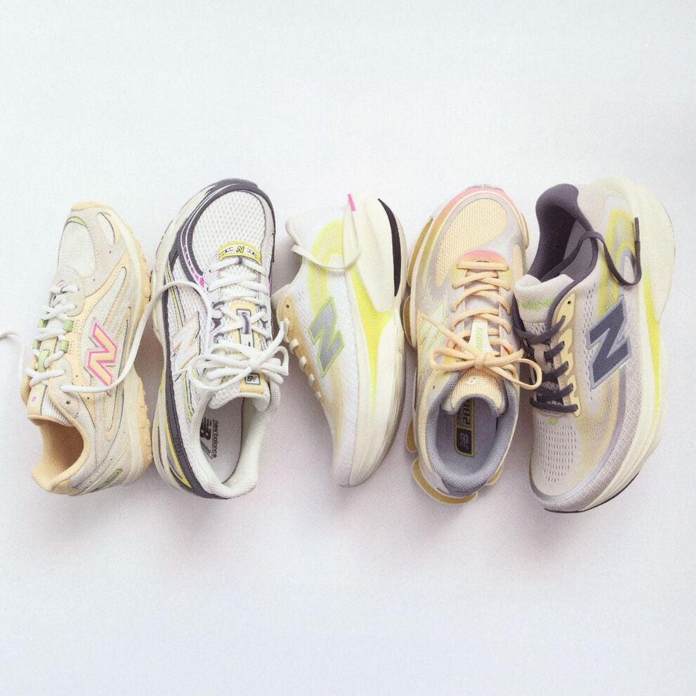 A group shot of the Warm Skies footwear pack, photographed in studio.
