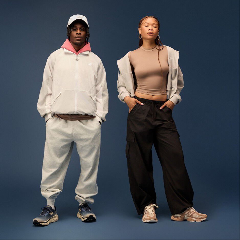 Jeremie Frimpong & Storm Reid wearing the 9060 and 1080 from the Earth Shadow Pack 