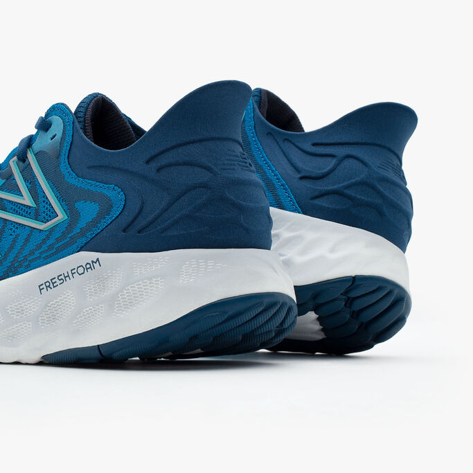 Heel of blue Fresh Foam 1080v11 running shoe