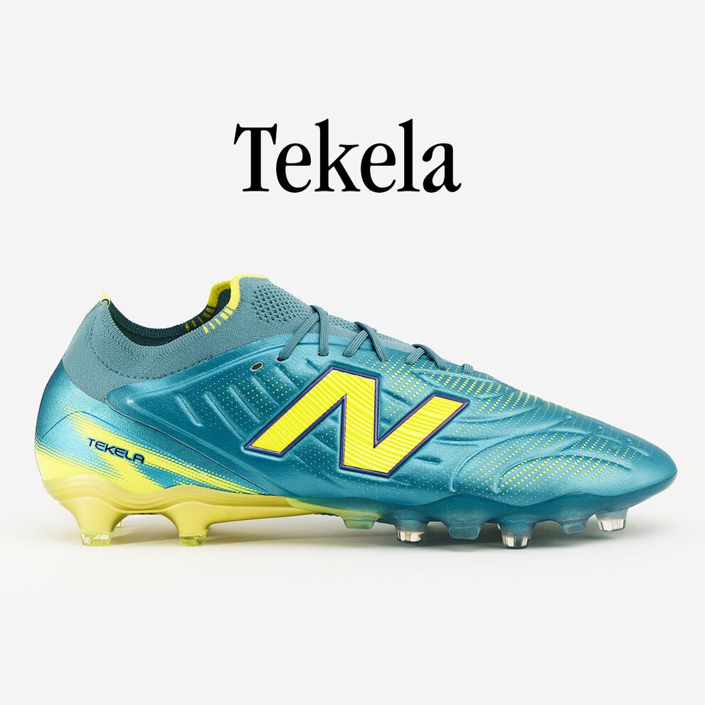Lateral view of a blue Tekela boot.