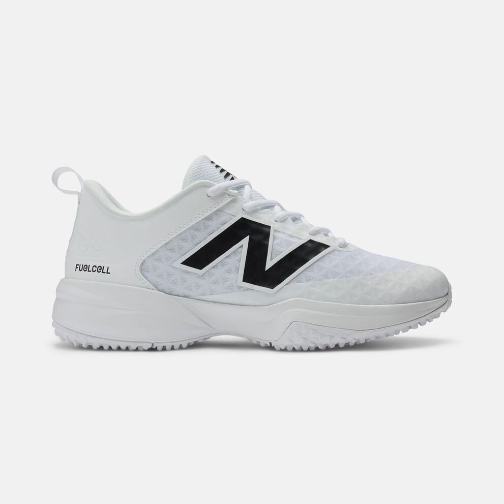 White turf cleat with a black N logo.