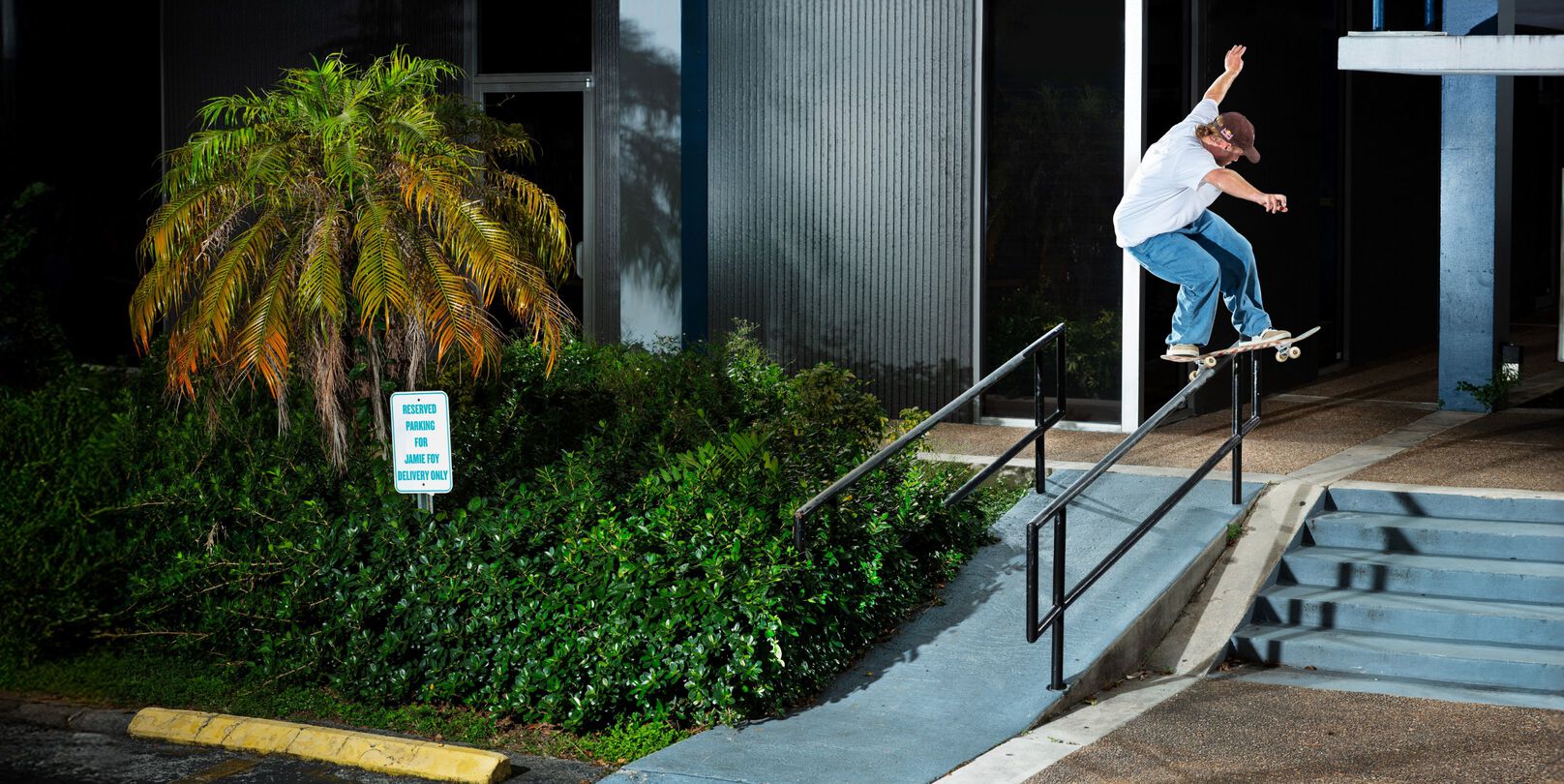 Jamie Foy wearing the Jamie Foy Signature 306 Cup shoes while skateboarding.