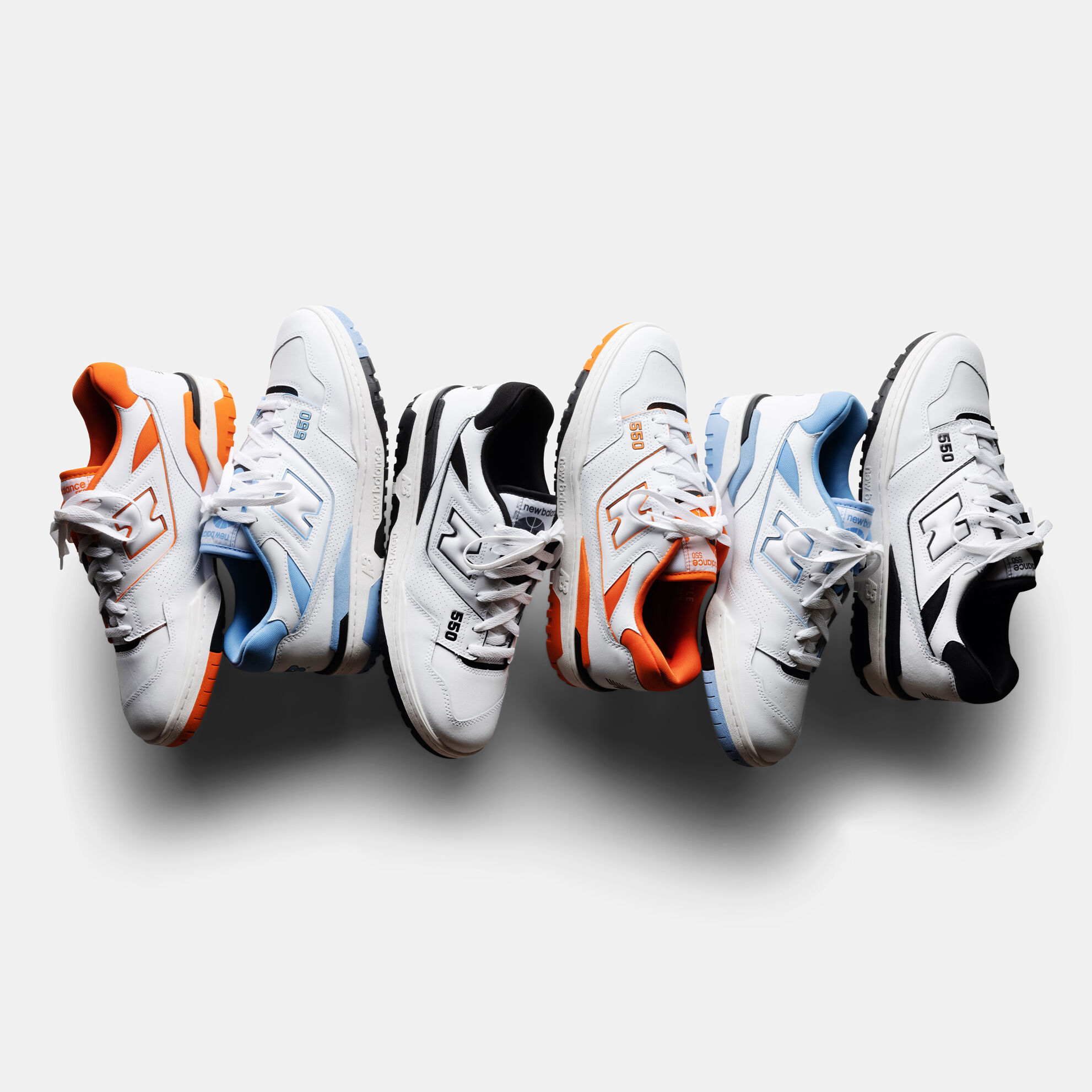 Close grouping of all the new colors together on a grey background.