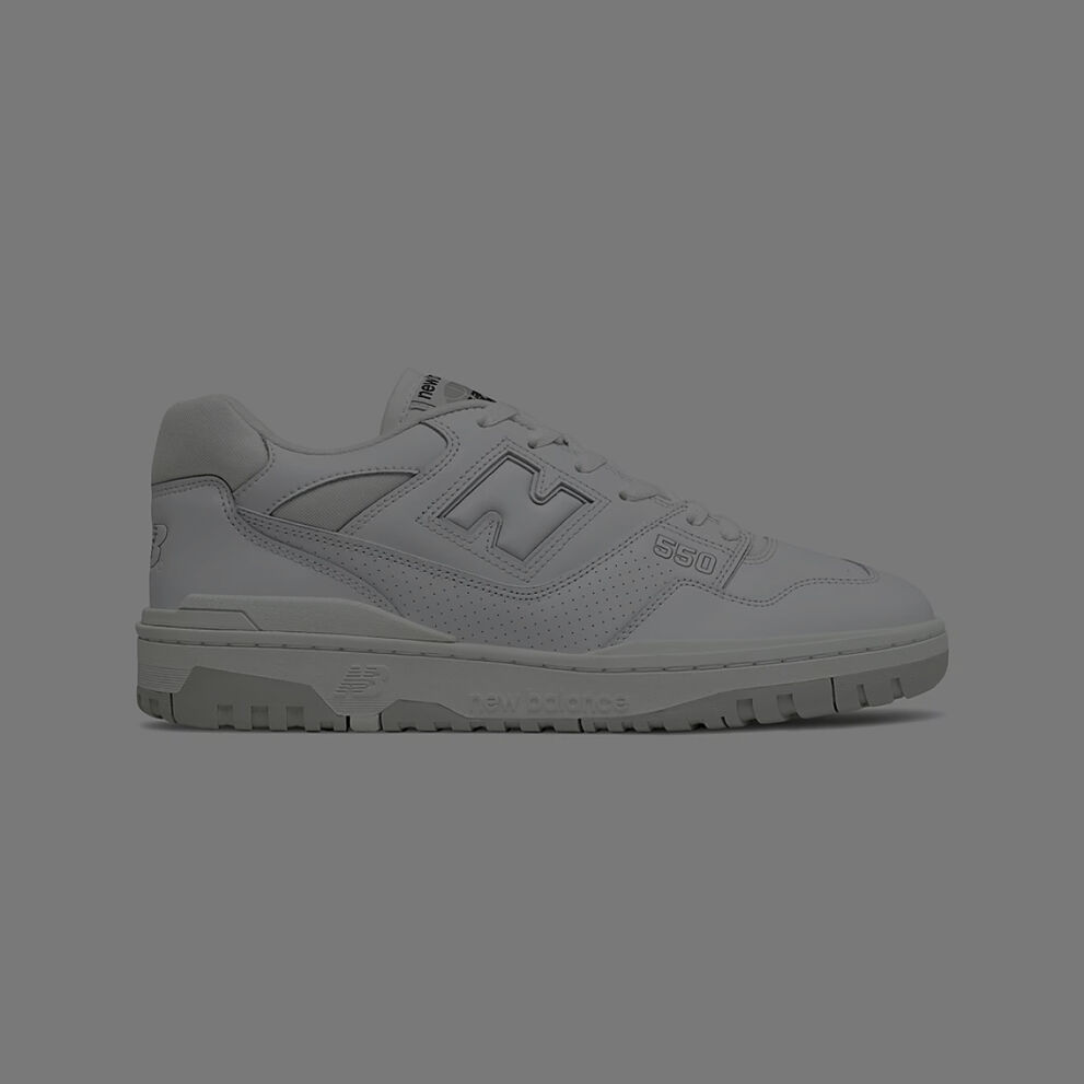Photo of all white New Balance 550.