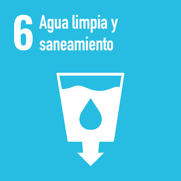 #6 agua limpia y saneamiento con icono de color azul
