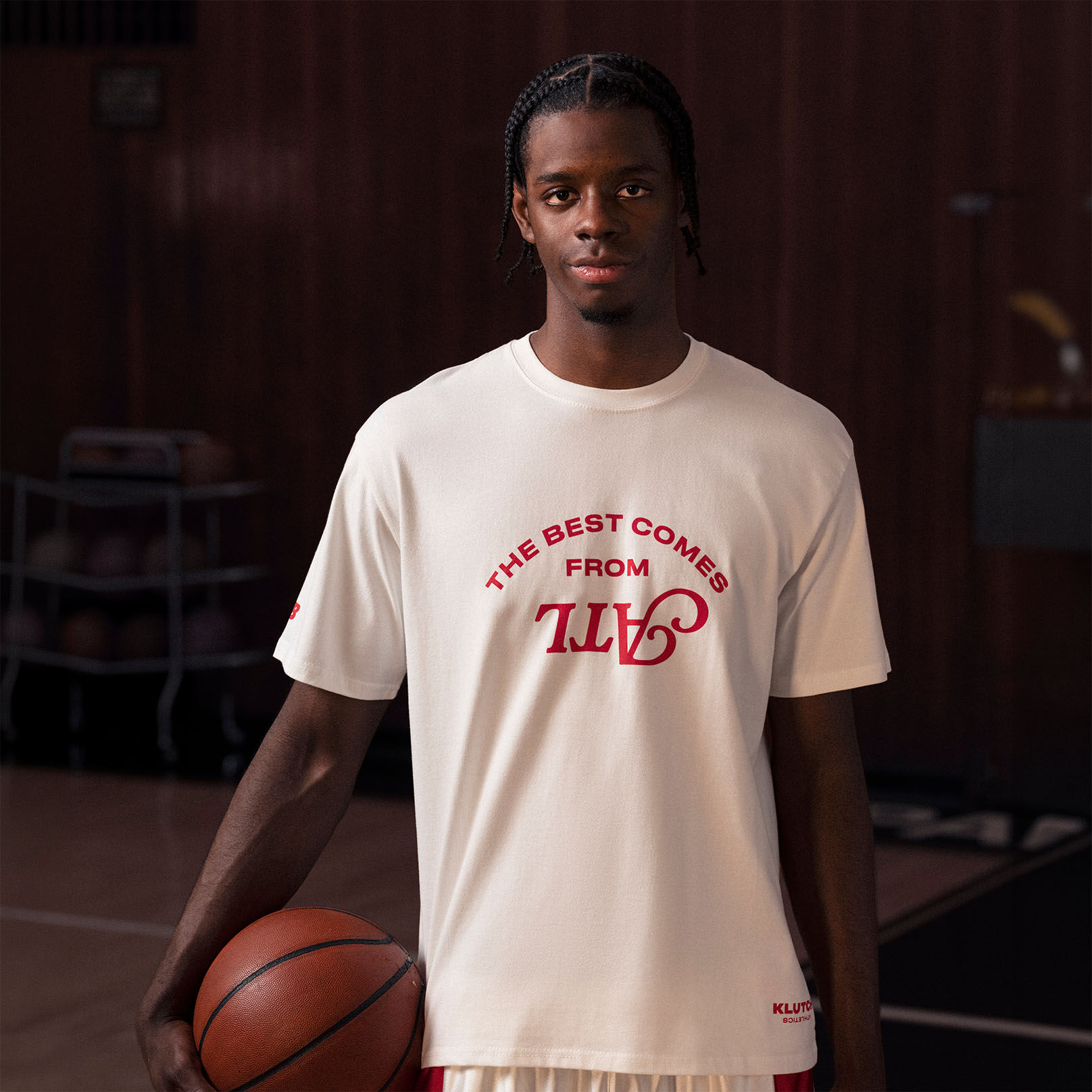 Caleb Wilson wearing the Klutch Athletics white shirt