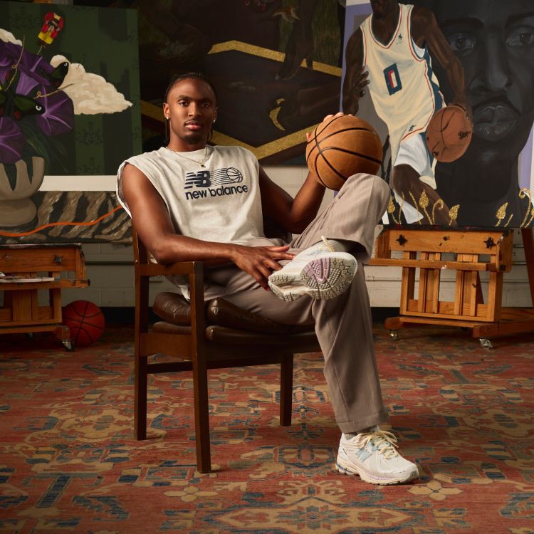 Tyrese Maxey wearing 1906R shoes.