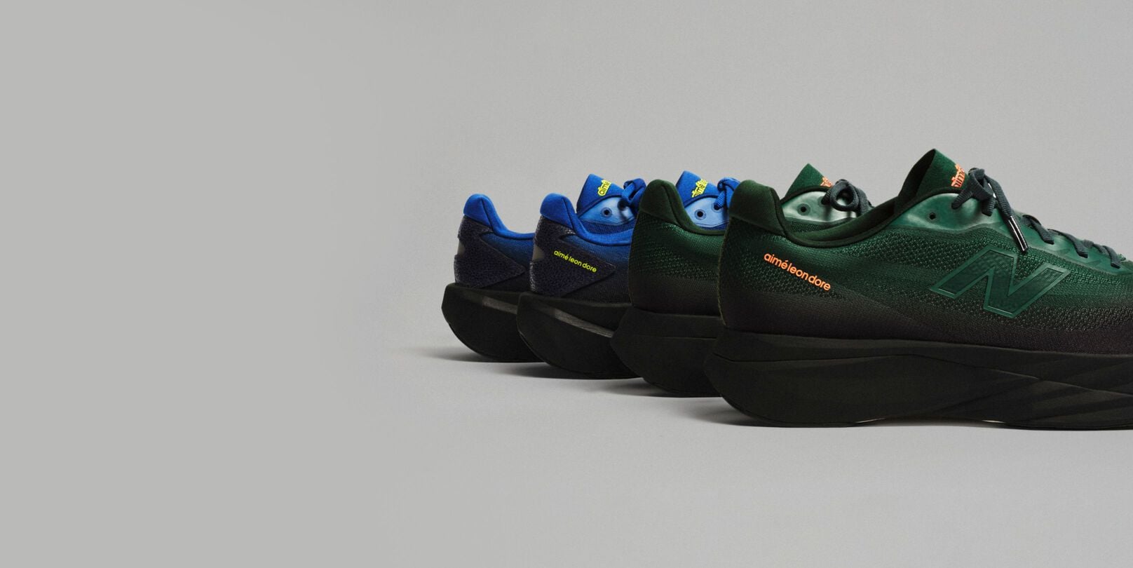 Aim&eacute; Leon Dore / New Balance blue FuelCell Rebel.