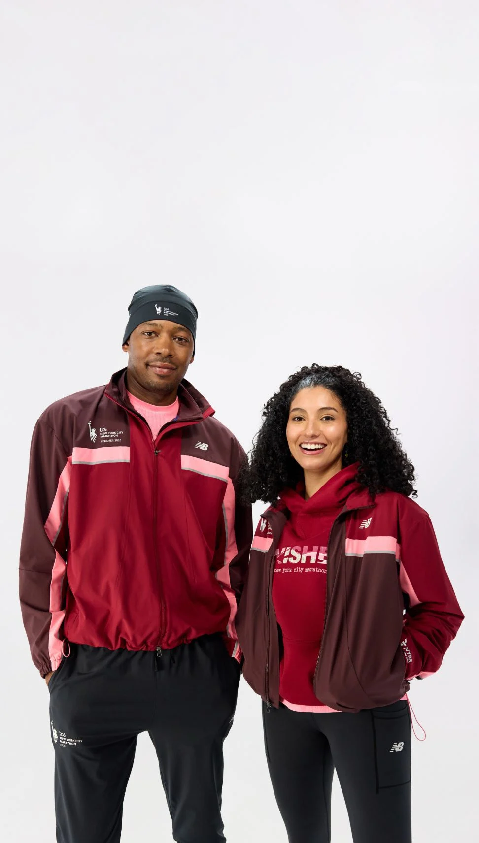 People wearing 2026 TCS New York City Marathon Finisher Collection apparel. 