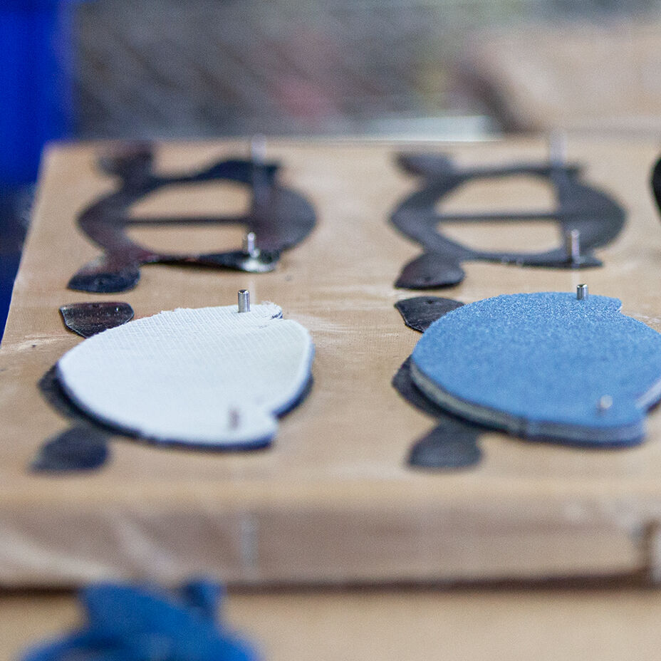 Materials for face mask assembly on table