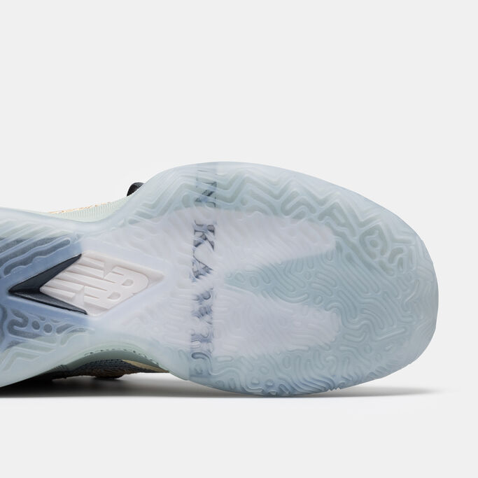 Sole of the shoe laying on its side.