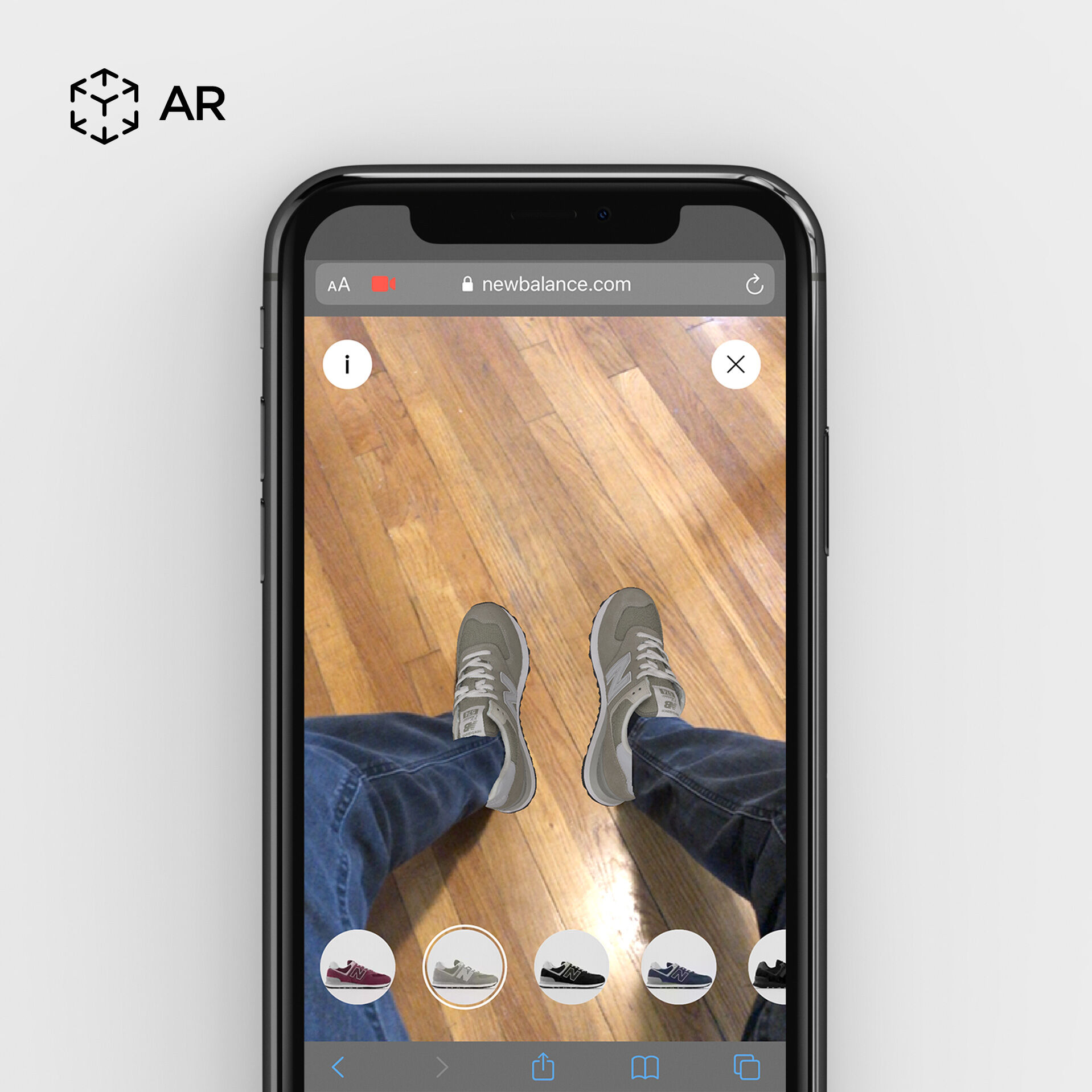 View of virtual try on in phone.