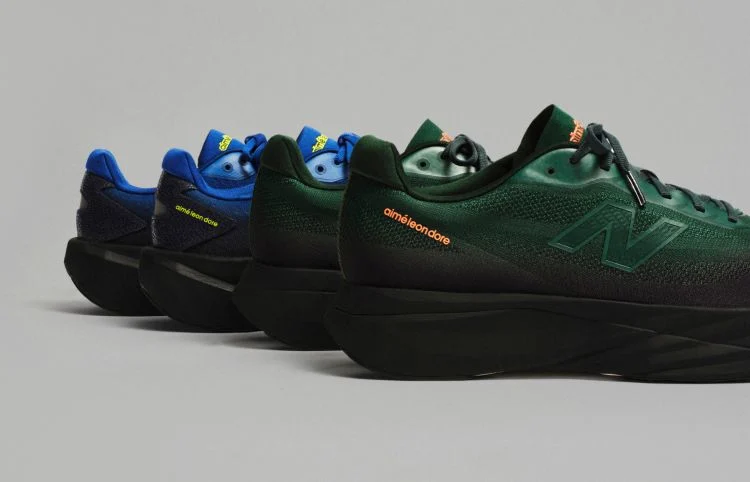 Aim&eacute; Leon Dore / New Balance blue FuelCell Rebel.
