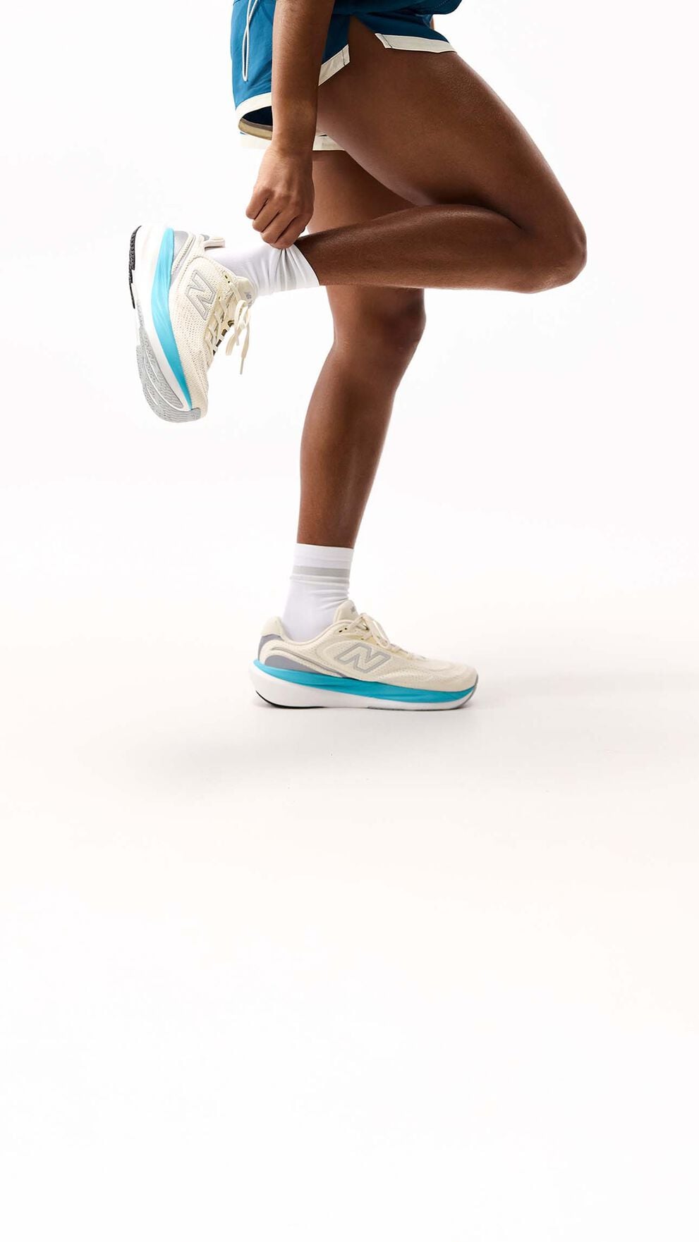 On figure knee down shot of the shoe
