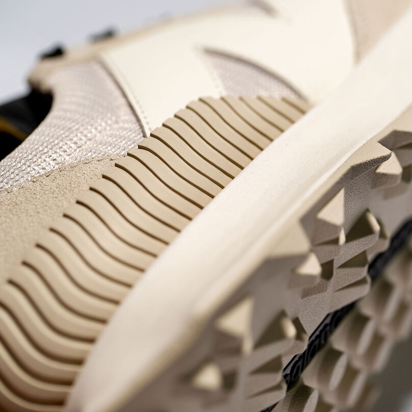 Close up detail of XC-72 heel showing patterns and materials