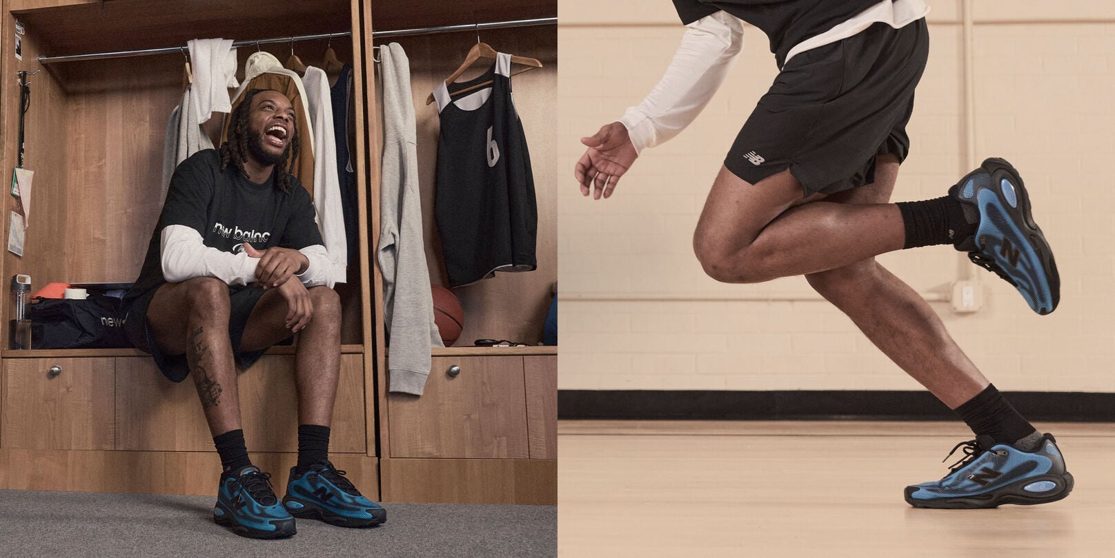 Darius Garland wearing the new black and blue AC Runners